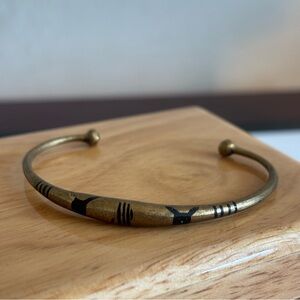 Tuareg Double Star Inlay Brass Cuff Bracelet